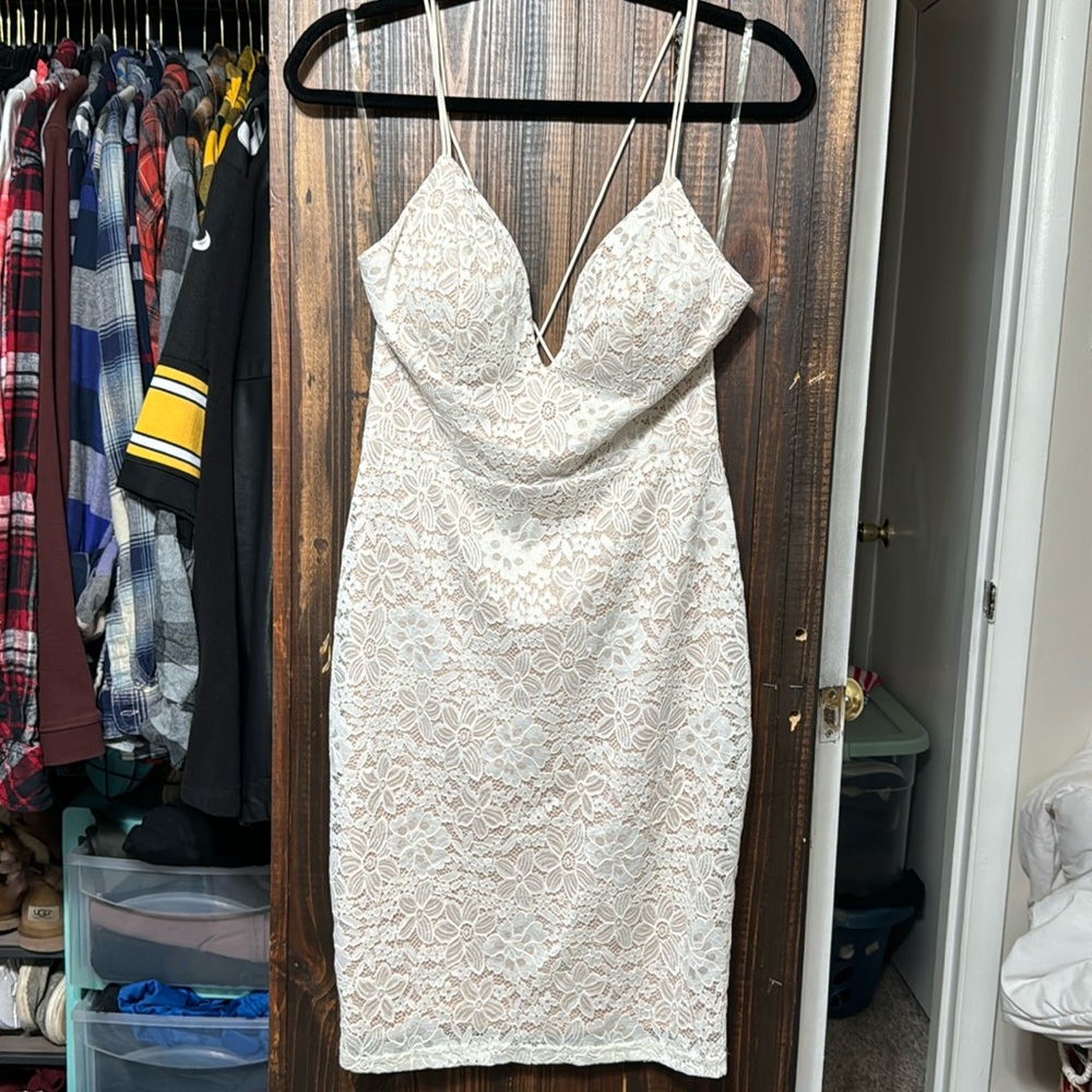 White Lace Midi Dress